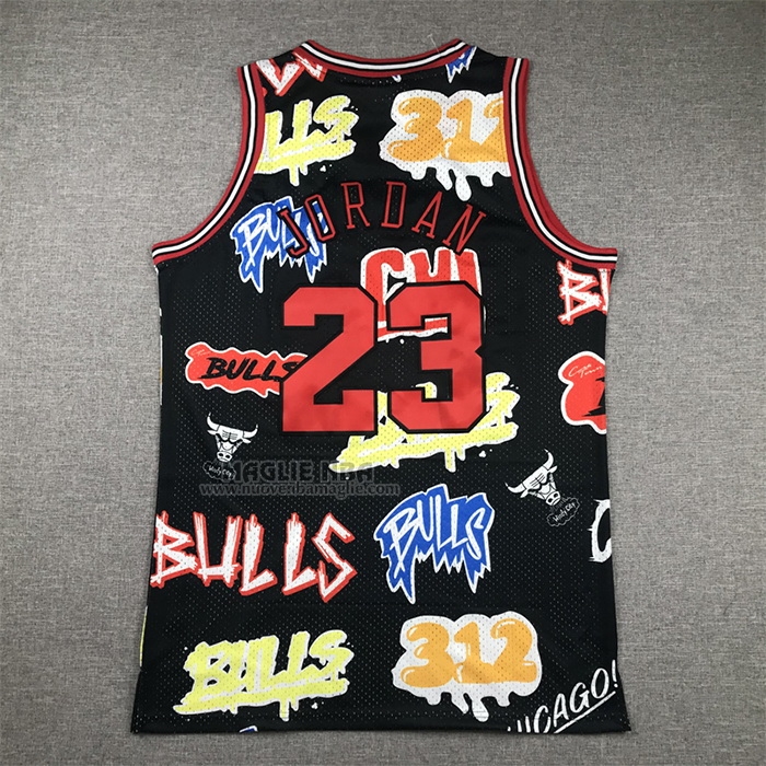 Maglia
 Michael Jordan NO 23 Chicago Bulls Mitchell & Ness Slap Sticker 1997-98 Nero
